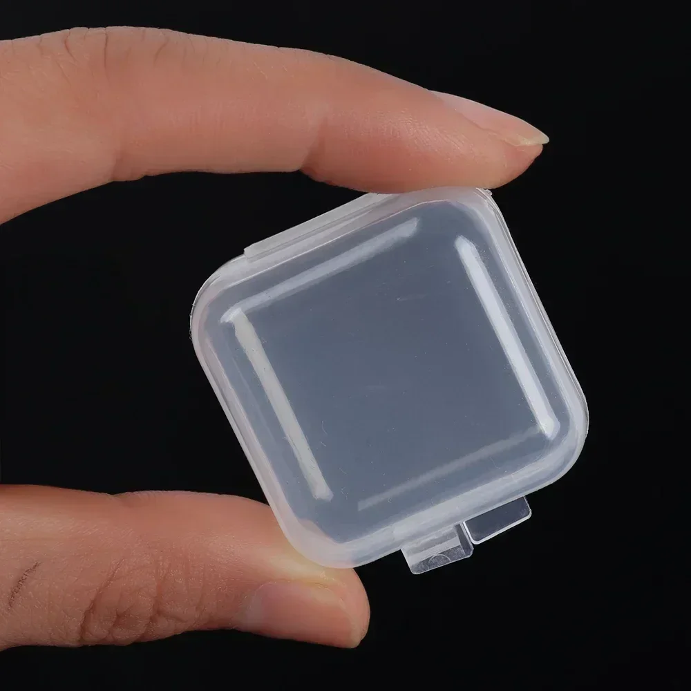 Transparent Plastic Mini Square Storage Box Covers Small Case for Pill Jewelry Earrings Dustproof Storage Pack Boxes Wholesale