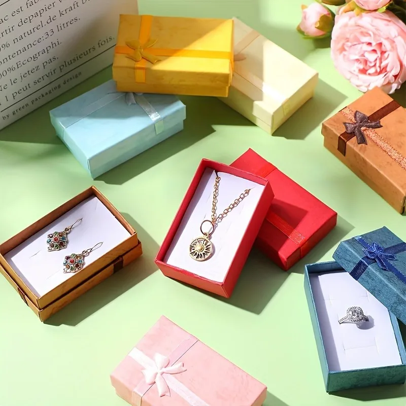 Wholesale 24pcs Assorted Colors Jewelry Sets Display Box Necklace Earrings Ring Box 5*8*2.5cm Packaging Gift Box mixed