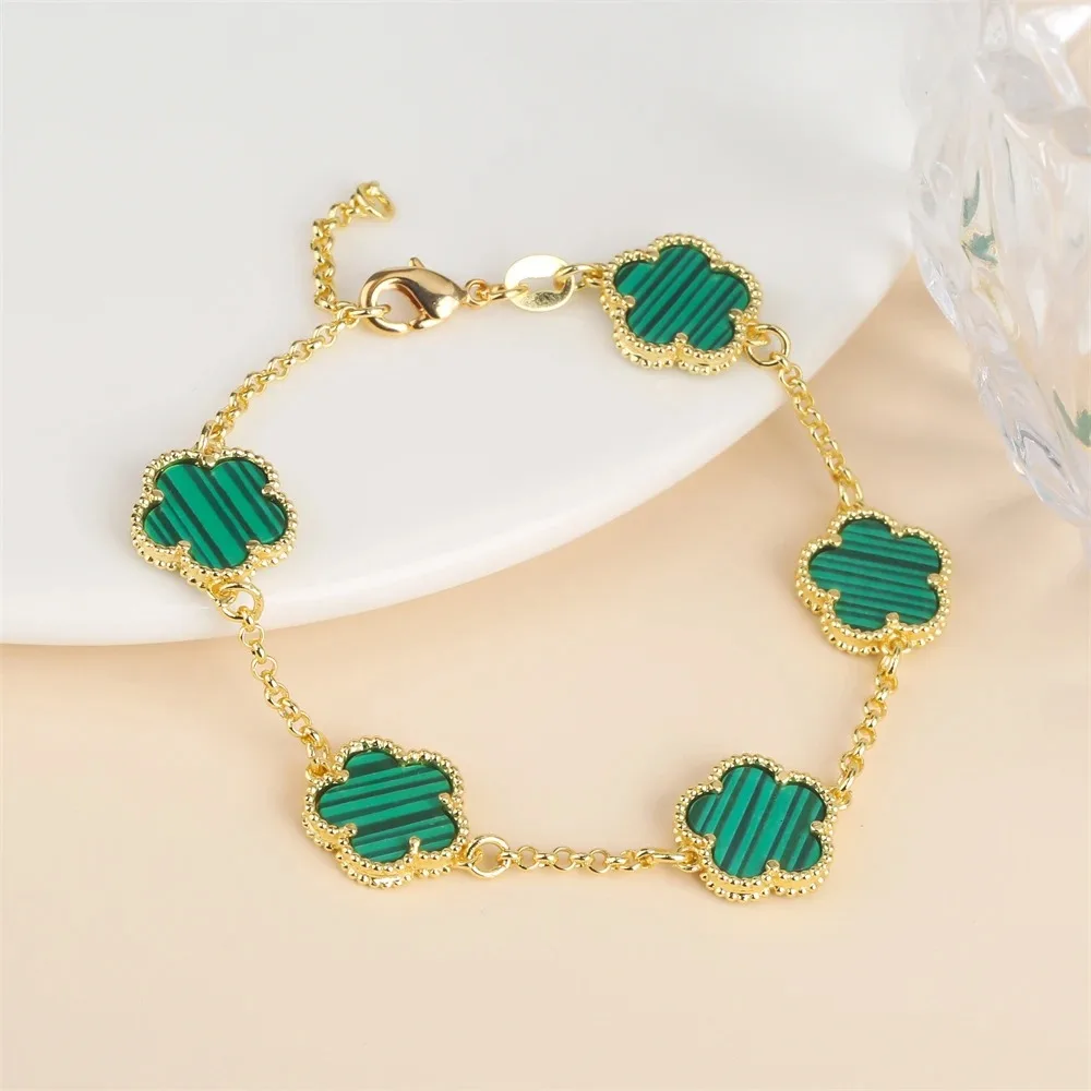 2024 Hot Sale 10 Colors Five-Leaf Flower Set Bracelet Necklace Classic Simple Women Jewelry Set Suitable For Daily Party Wear