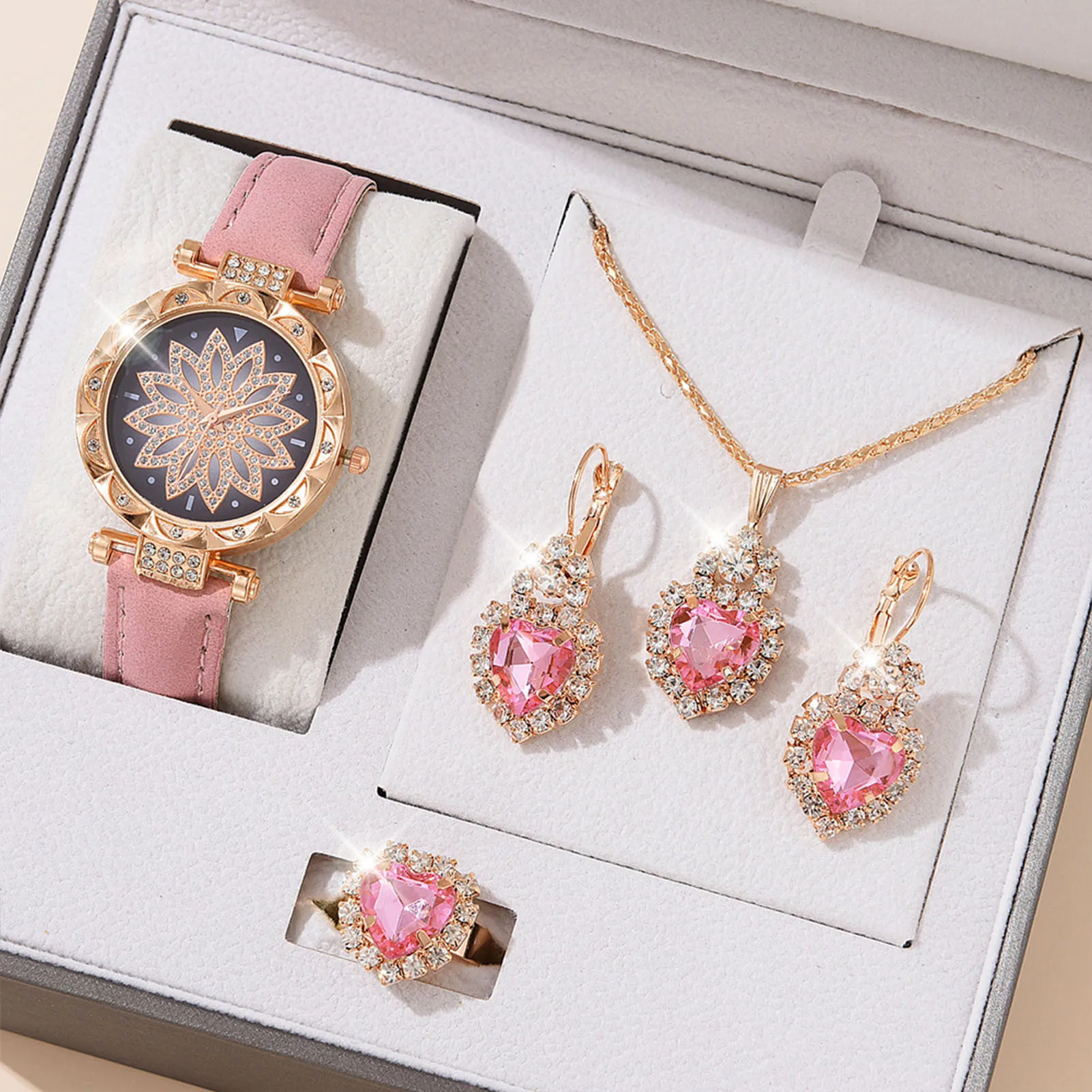 Watches Sets Gifts for Women Crystal Bling Wristwatch Jewelry Kit Gift for Mom Wife Girlfriend