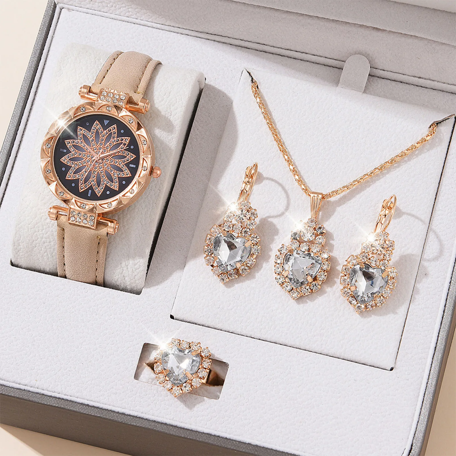 Watches Sets Gifts for Women Crystal Bling Wristwatch Jewelry Kit Gift for Mom Wife Girlfriend