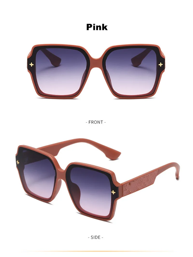Fashion Square Frame Sunglasses for Women Luxury UV Protection Large Frame All-Match DS-8052-1