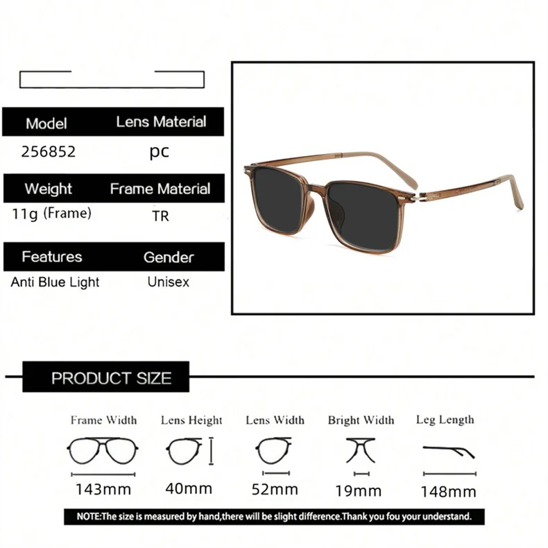 LOERHUNAR 2025 New Brand Design Square Frame Myopia Sunglasses for Woman and Man UV400 Sunshade Fashion Sunglasses 0 to -6.0