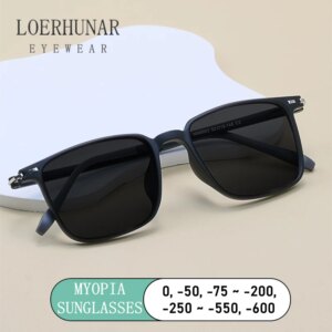 LOERHUNAR 2025 New Brand Design Square Frame Myopia Sunglasses for Woman and Man UV400 Sunshade Fashion Sunglasses 0 to -6.0