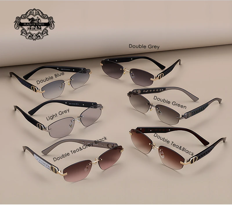 Fashion Small Polygonal Sunglasses for Women Luxury Brand Rmless Brown Sun Glasses Woman Vintage Metal Designer Shades Eyewear