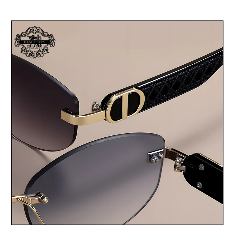 Fashion Small Polygonal Sunglasses for Women Luxury Brand Rmless Brown Sun Glasses Woman Vintage Metal Designer Shades Eyewear