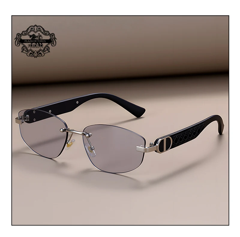 Fashion Small Polygonal Sunglasses for Women Luxury Brand Rmless Brown Sun Glasses Woman Vintage Metal Designer Shades Eyewear