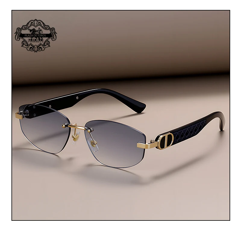 Fashion Small Polygonal Sunglasses for Women Luxury Brand Rmless Brown Sun Glasses Woman Vintage Metal Designer Shades Eyewear