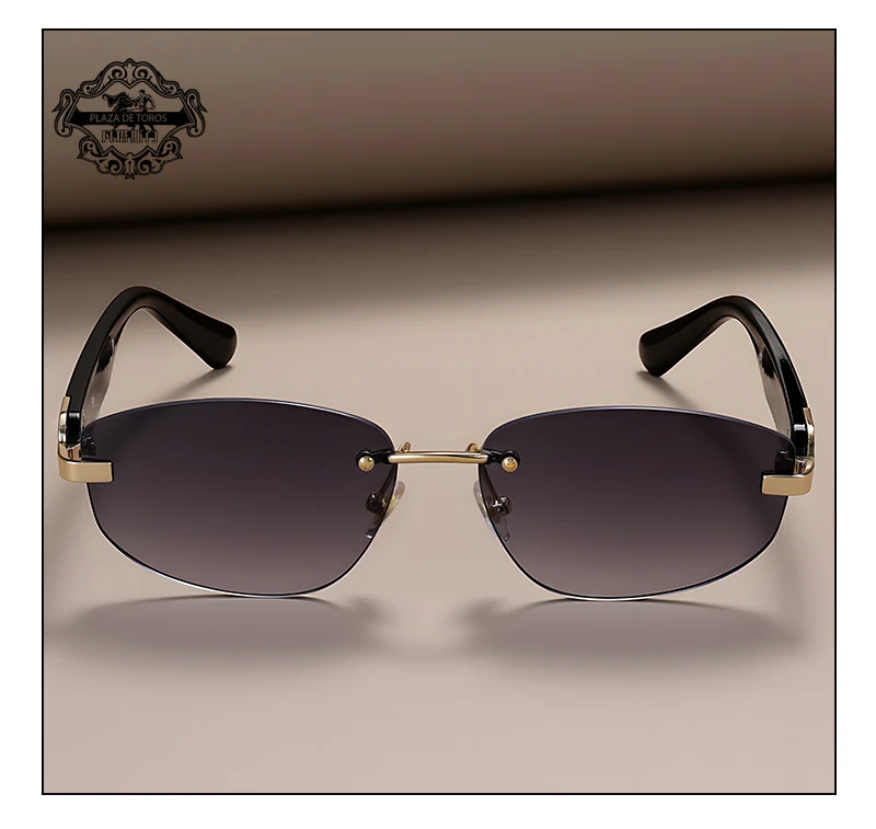 Fashion Small Polygonal Sunglasses for Women Luxury Brand Rmless Brown Sun Glasses Woman Vintage Metal Designer Shades Eyewear