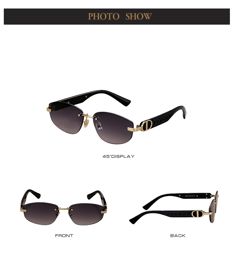 Fashion Small Polygonal Sunglasses for Women Luxury Brand Rmless Brown Sun Glasses Woman Vintage Metal Designer Shades Eyewear