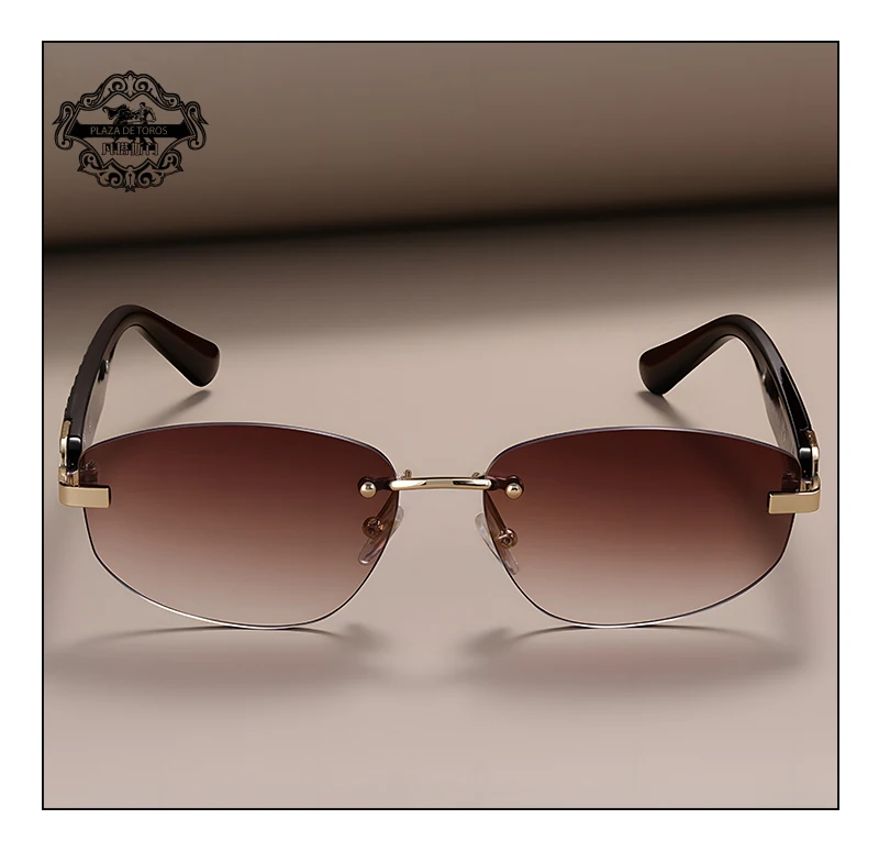 Fashion Small Polygonal Sunglasses for Women Luxury Brand Rmless Brown Sun Glasses Woman Vintage Metal Designer Shades Eyewear