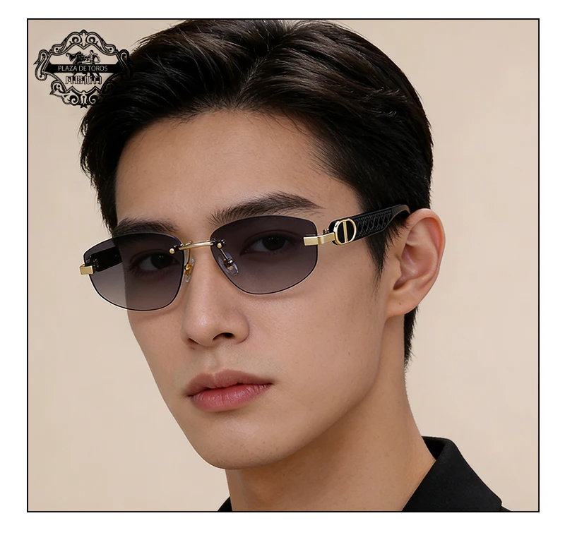 Fashion Small Polygonal Sunglasses for Women Luxury Brand Rmless Brown Sun Glasses Woman Vintage Metal Designer Shades Eyewear