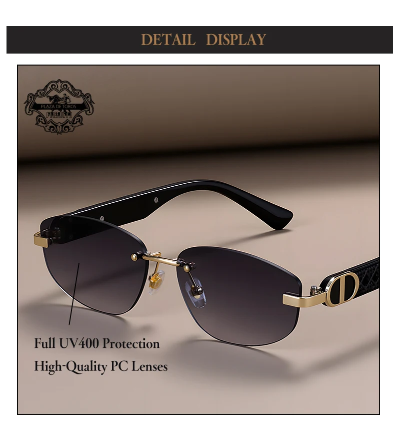 Fashion Small Polygonal Sunglasses for Women Luxury Brand Rmless Brown Sun Glasses Woman Vintage Metal Designer Shades Eyewear