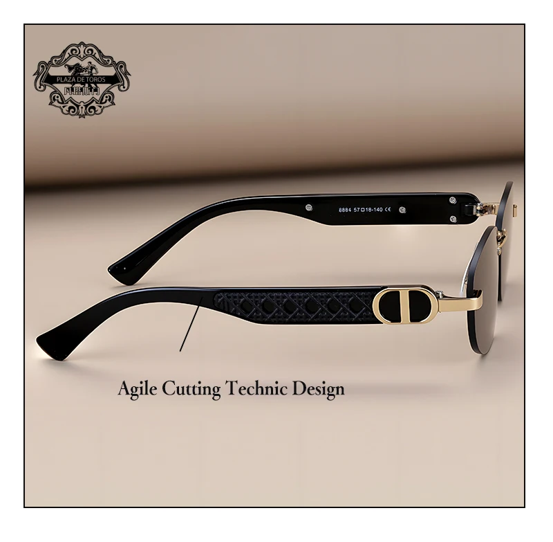 Fashion Small Polygonal Sunglasses for Women Luxury Brand Rmless Brown Sun Glasses Woman Vintage Metal Designer Shades Eyewear