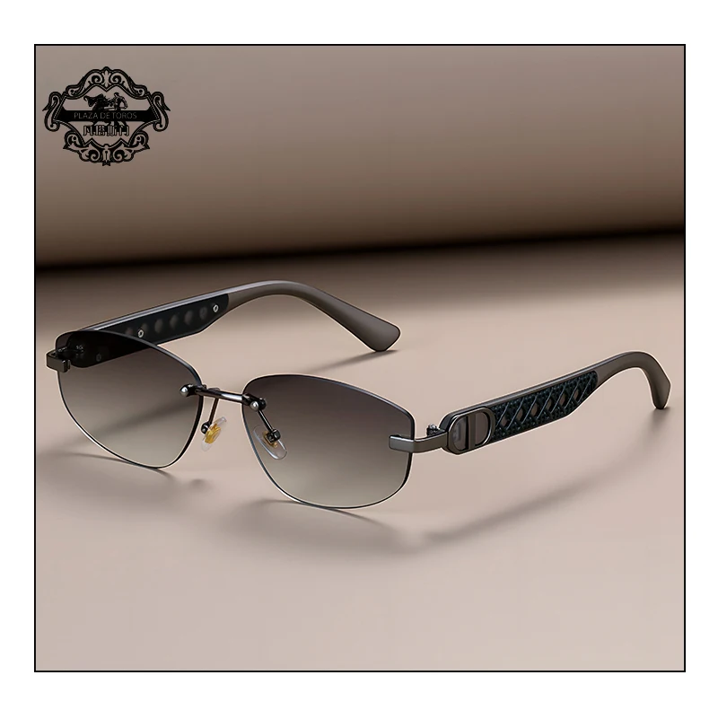 Fashion Small Polygonal Sunglasses for Women Luxury Brand Rmless Brown Sun Glasses Woman Vintage Metal Designer Shades Eyewear