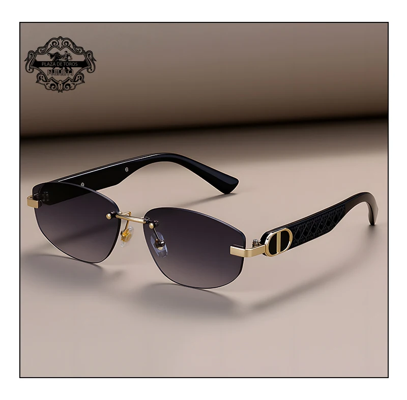 Fashion Small Polygonal Sunglasses for Women Luxury Brand Rmless Brown Sun Glasses Woman Vintage Metal Designer Shades Eyewear