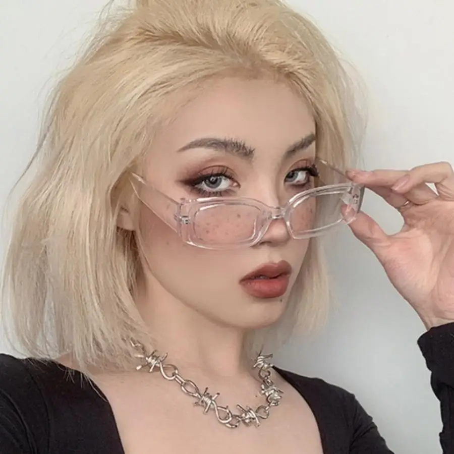 56PCS Small Rectangle Pattern Sunglasses For Women Vintage Brand Designer Square Female Eyewear