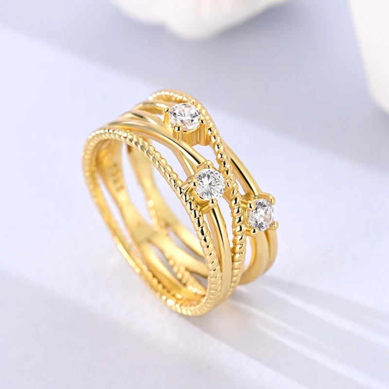 925 Sterling Silver Rings Gold Color Sparking Popular LOVE Wedding Ring Certified Women Engagement Jewelry Anniversary Gifts