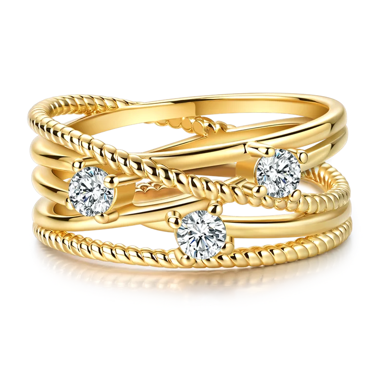 925 Sterling Silver Rings Gold Color Sparking Popular LOVE Wedding Ring Certified Women Engagement Jewelry Anniversary Gifts