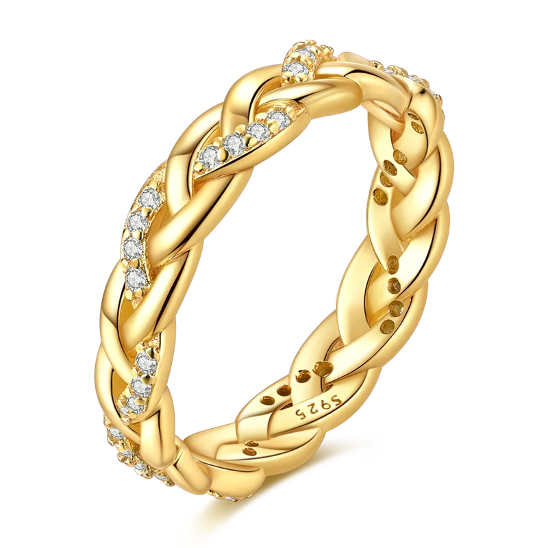 925 Sterling Silver Rings Gold Color Sparking Popular LOVE Wedding Ring Certified Women Engagement Jewelry Anniversary Gifts