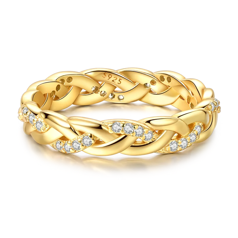 925 Sterling Silver Rings Gold Color Sparking Popular LOVE Wedding Ring Certified Women Engagement Jewelry Anniversary Gifts