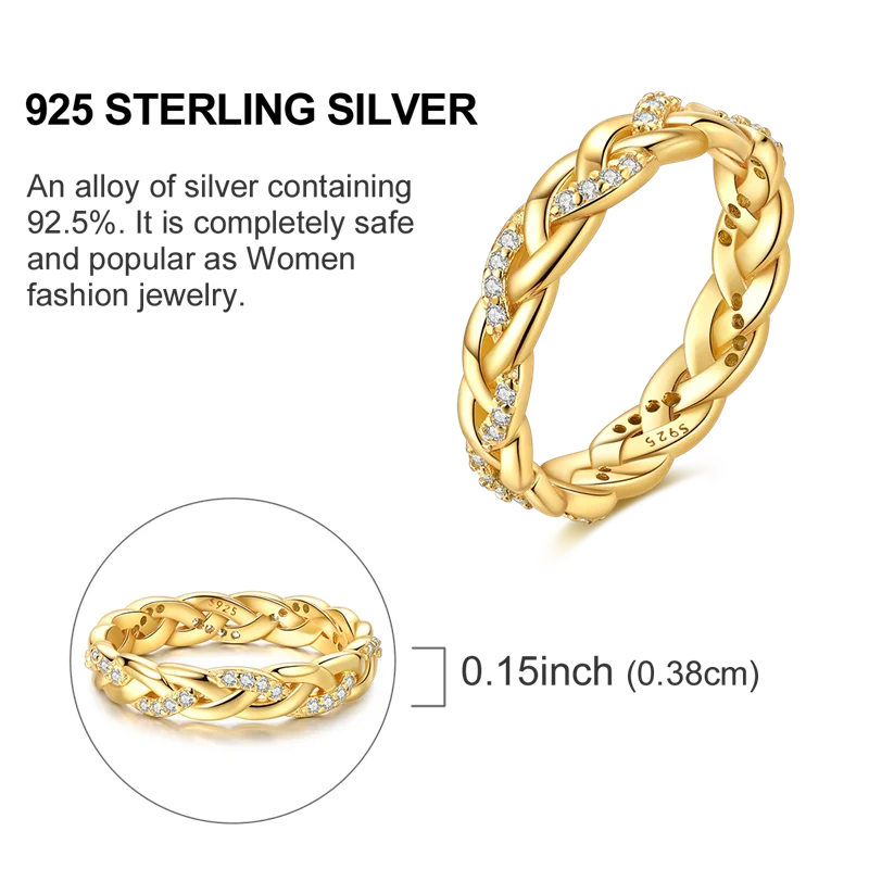 925 Sterling Silver Rings Gold Color Sparking Popular LOVE Wedding Ring Certified Women Engagement Jewelry Anniversary Gifts