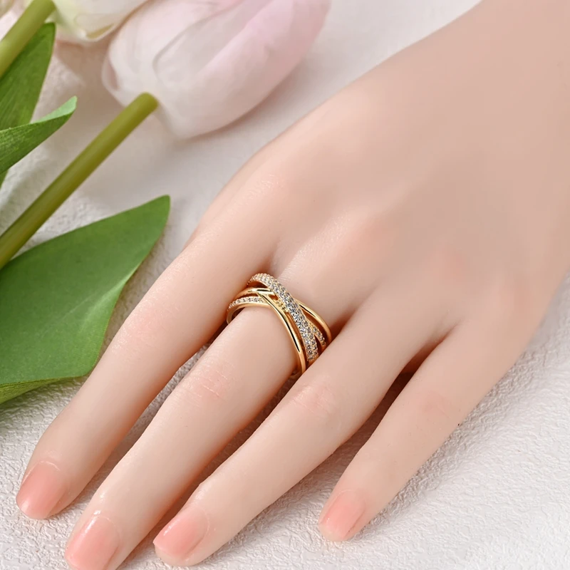 925 Sterling Silver Rings Gold Color Sparking Popular LOVE Wedding Ring Certified Women Engagement Jewelry Anniversary Gifts