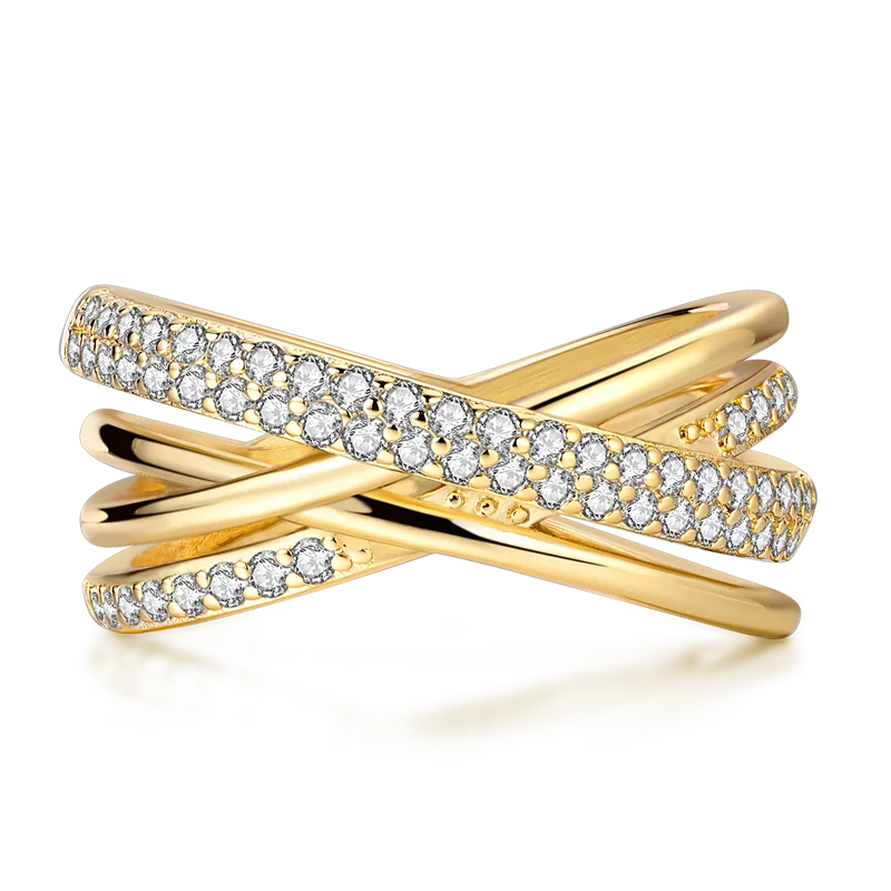 925 Sterling Silver Rings Gold Color Sparking Popular LOVE Wedding Ring Certified Women Engagement Jewelry Anniversary Gifts