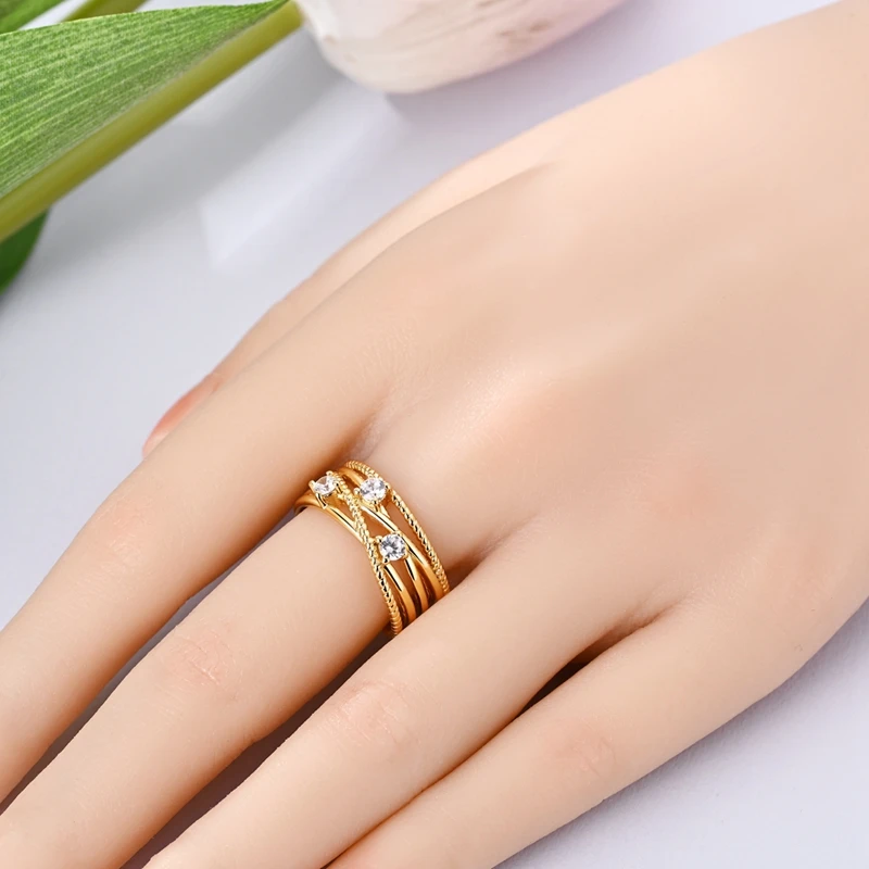 925 Sterling Silver Rings Gold Color Sparking Popular LOVE Wedding Ring Certified Women Engagement Jewelry Anniversary Gifts