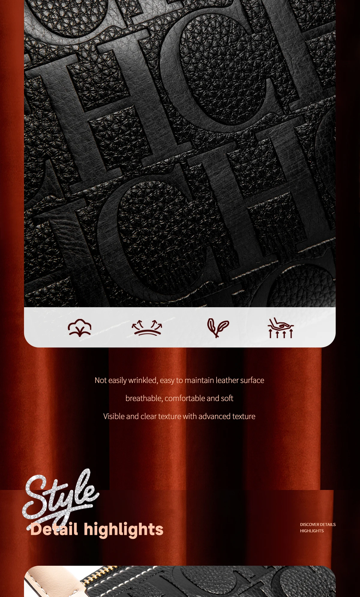 C-H Women's Boston Bag Autumn Winter New Collection Letter Design Texture Shoulder Bags