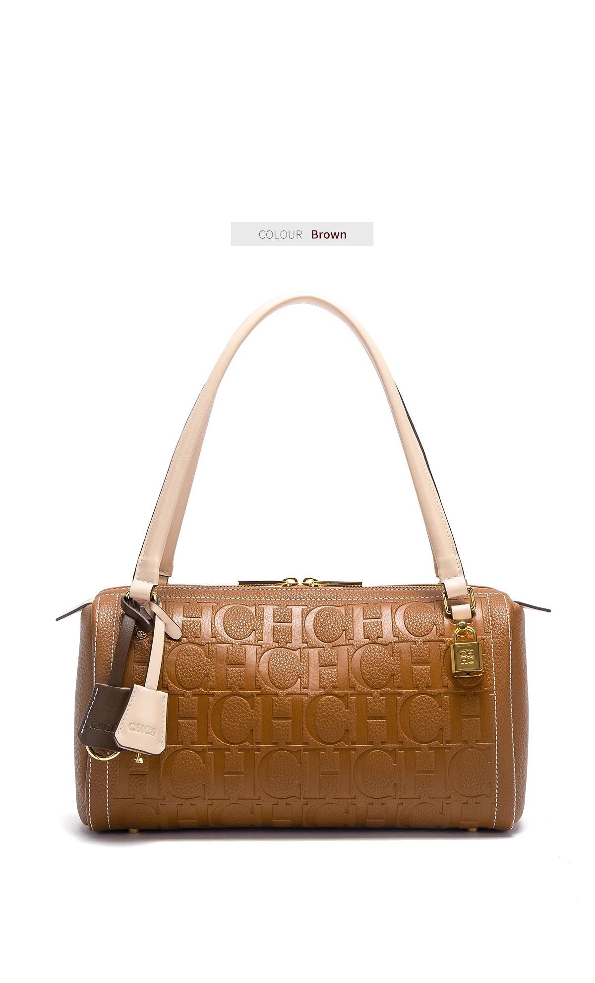 C-H Women's Boston Bag Autumn Winter New Collection Letter Design Texture Shoulder Bags