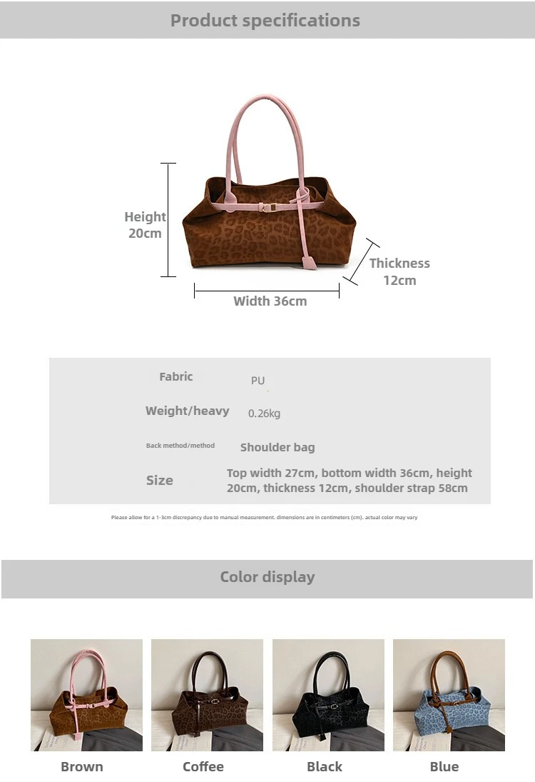 Leopard PU Leather Shoulder Bags for Women 2026 Luxury Designer Brand Trend Tote Bag Females Short Handle Handbags and Purses
