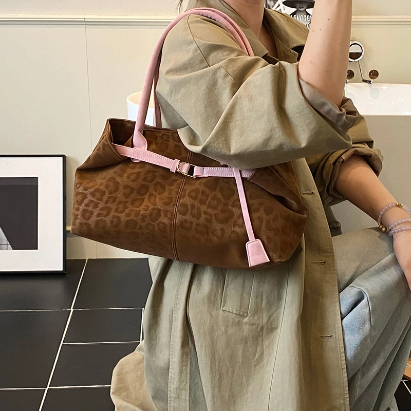 Leopard PU Leather Shoulder Bags for Women 2026 Luxury Designer Brand Trend Tote Bag Females Short Handle Handbags and Purses