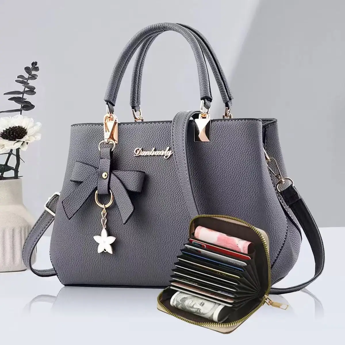 New Korean version trendy autumn and winter bow women's bag portable shoulder bag messenger bag killer bag mother bag large capa