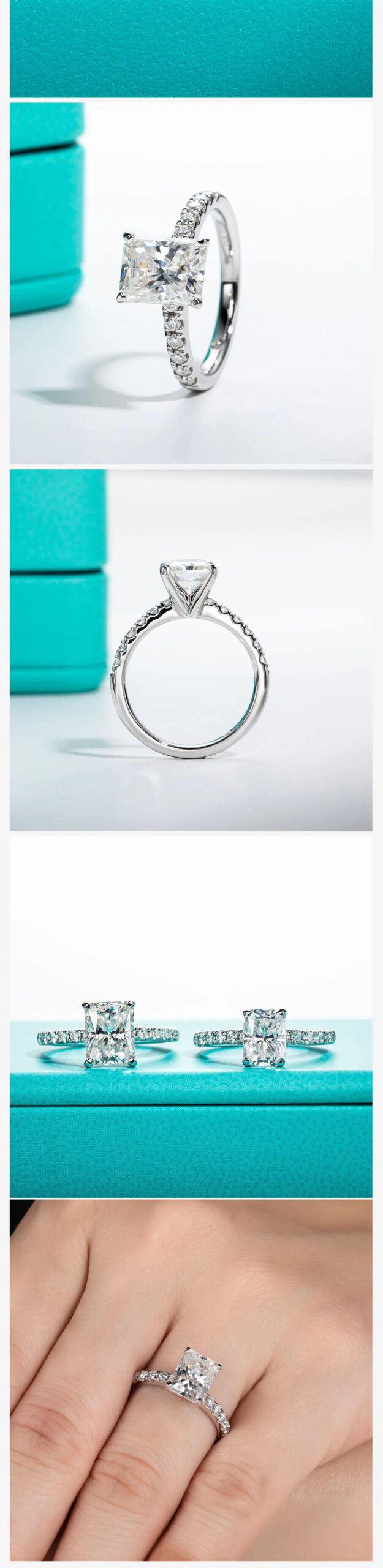 AnuJewel 3ct D Color Radiant Cut Moissanite Engagement Gold Plated 925 Sterling Silver Rings For Woman Customs Jewelry Wholesale