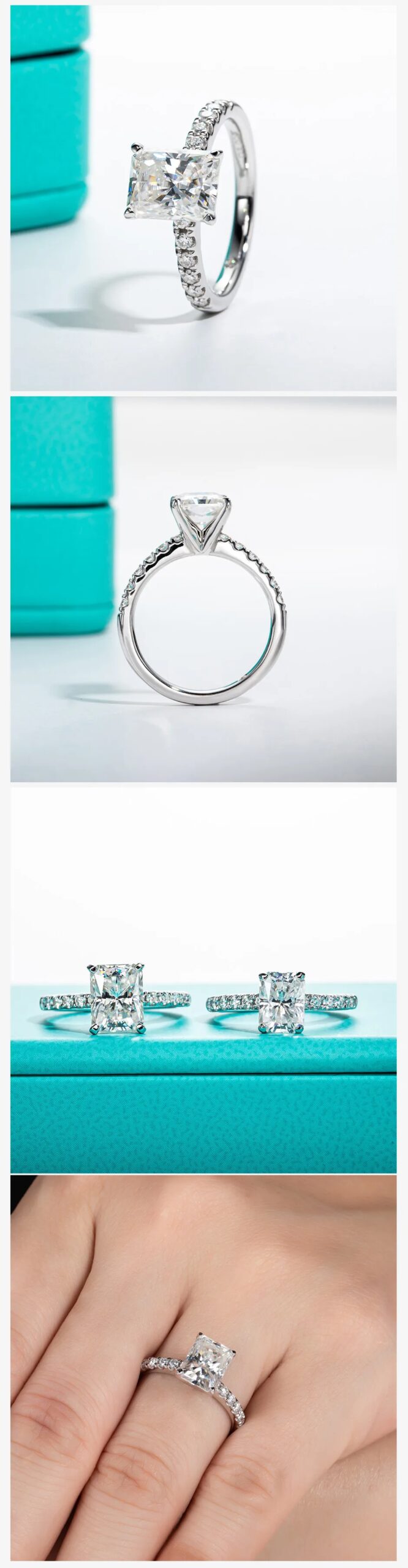 AnuJewel 3ct D Color Radiant Cut Moissanite Engagement Gold Plated 925 Sterling Silver Rings For Woman Customs Jewelry Wholesale