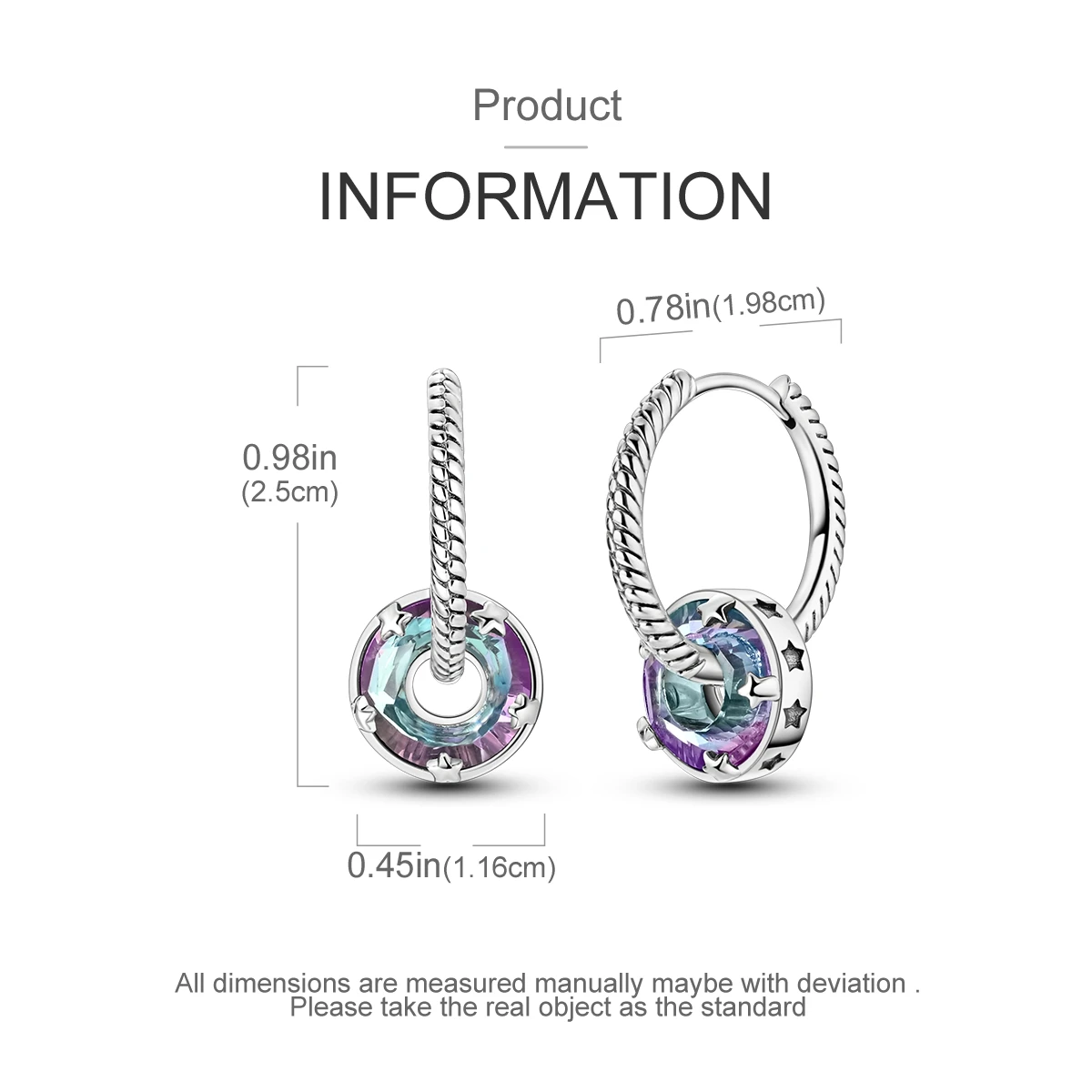 925 Silver Woman Hoop Earring Star Heart Butterfly Pendienes Original Jewelry Gift