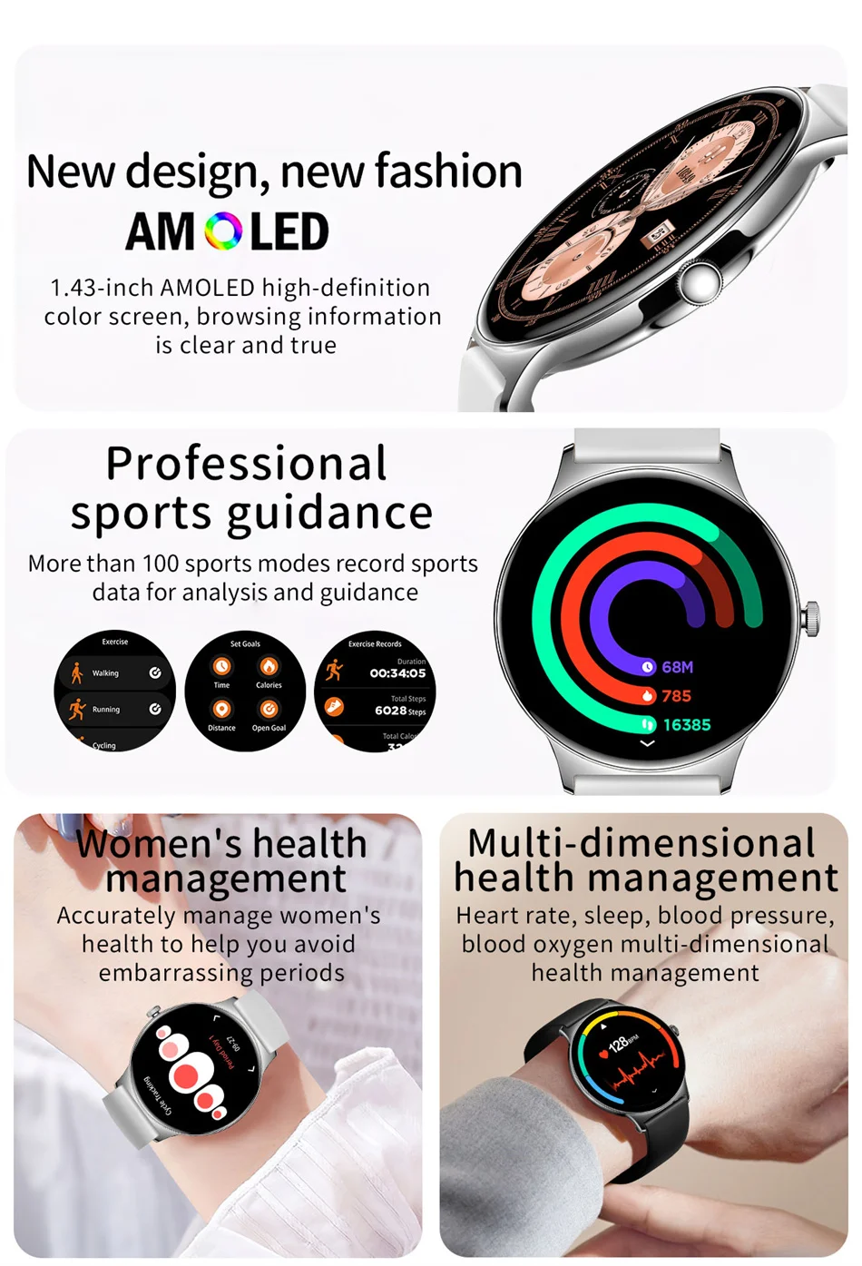 ChiBear Ultra Thin Fashion Smart Watch Women Screen Always Display Time Sports Bracelet Bluetooth Call AMOLED Smartwatch Woman