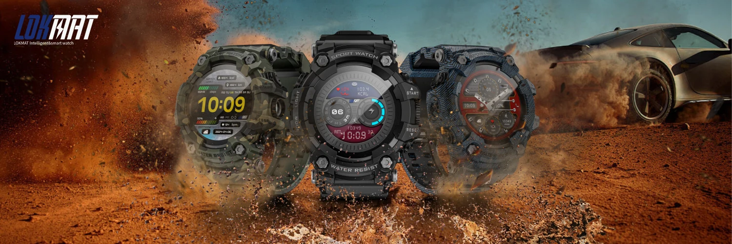 LOKMAT ATTACK-GT Upgrade Sport Smart Watch Waterproof Bluetooth Calls Rugged Smartwatches Flashlight Fitness Tracker for Phone