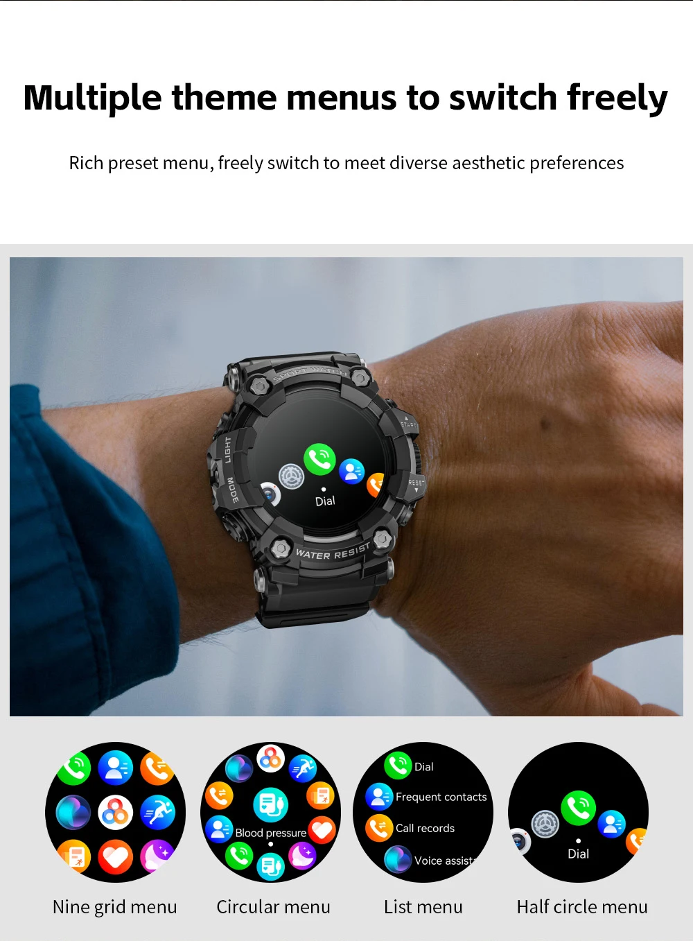 LOKMAT ATTACK-GT Upgrade Sport Smart Watch Waterproof Bluetooth Calls Rugged Smartwatches Flashlight Fitness Tracker for Phone