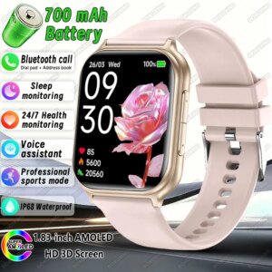 2026 New Smartwatch Women Sports Fitness Track IP68 Waterproof Built-in 24H Heart Rate Bluetooth Call Ladies Fashion Smartwatch