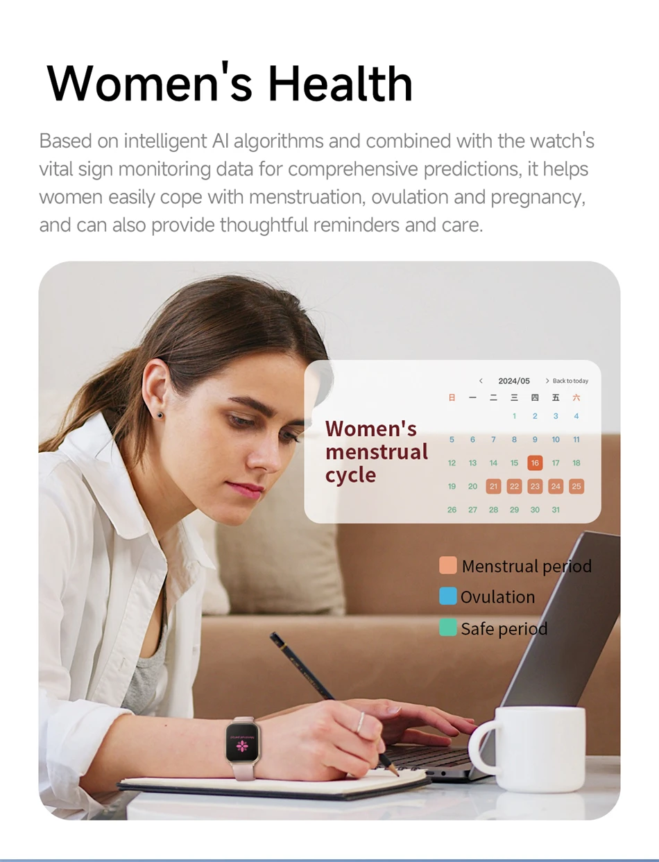 2026 New Smartwatch Women Sports Fitness Track IP68 Waterproof Built-in 24H Heart Rate Bluetooth Call Ladies Fashion Smartwatch