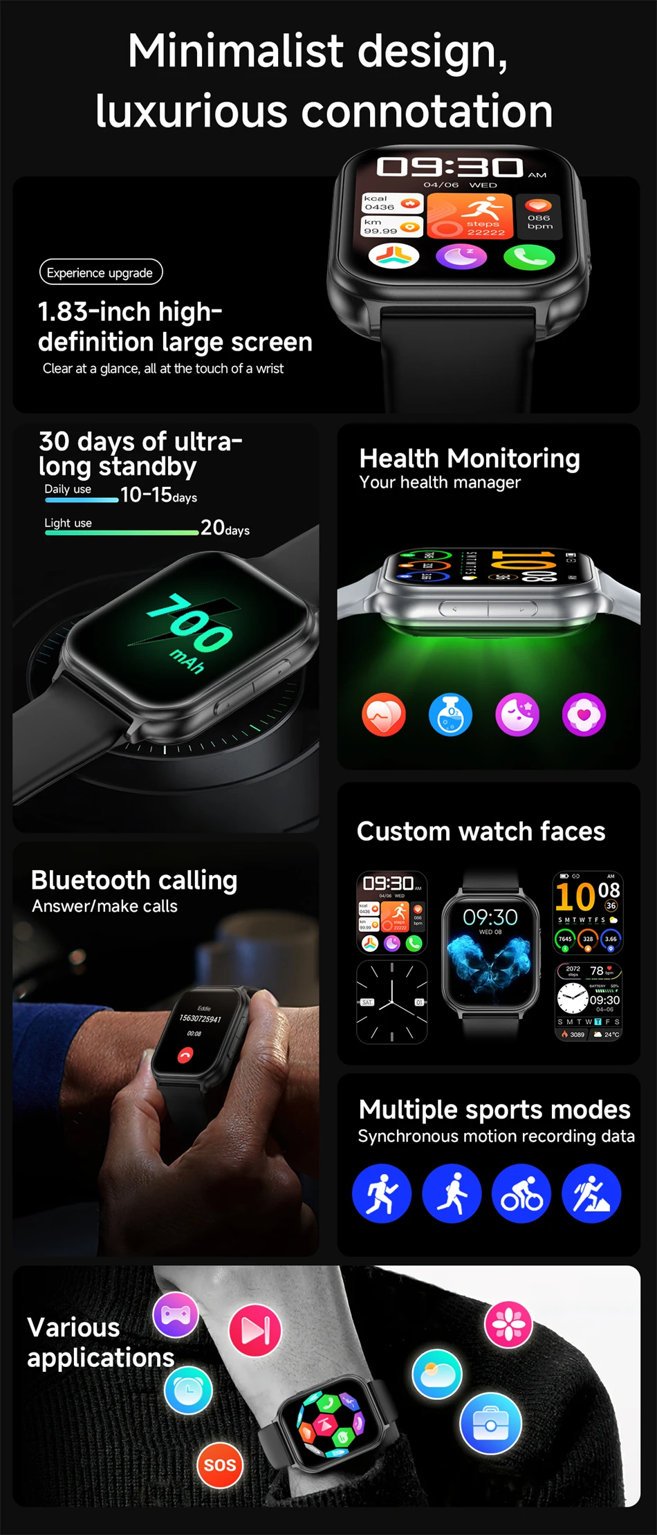 2026 New Smartwatch Women Sports Fitness Track IP68 Waterproof Built-in 24H Heart Rate Bluetooth Call Ladies Fashion Smartwatch