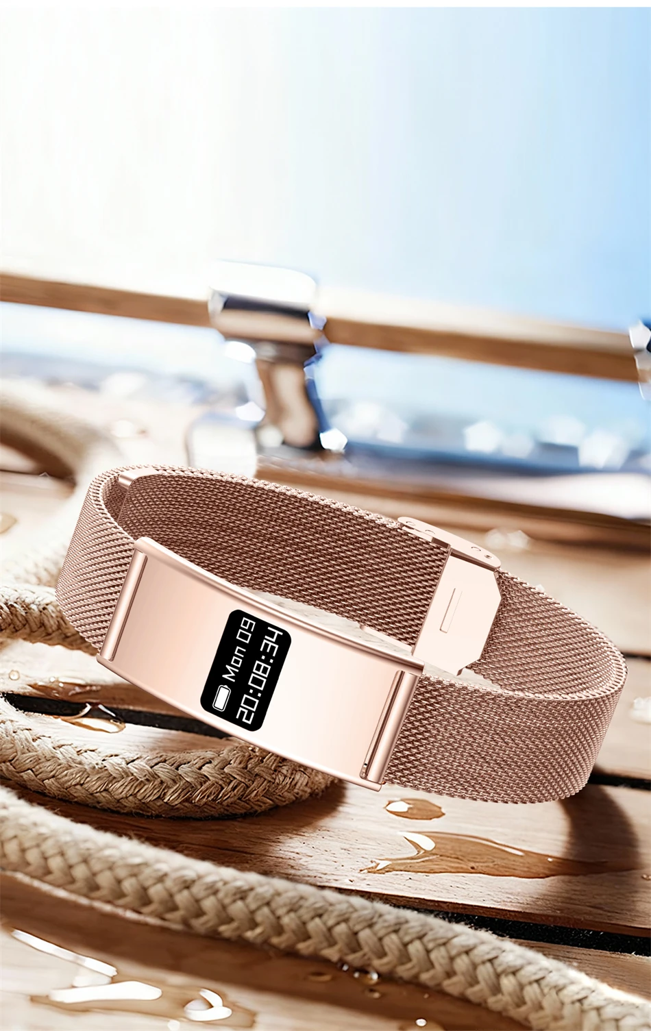 New Fashion Women Smart Bracelet IPX8 Waterproof Heart Rate Sleep Monitor Health Sports Fitness Tracker Call Reminder Smartwatch