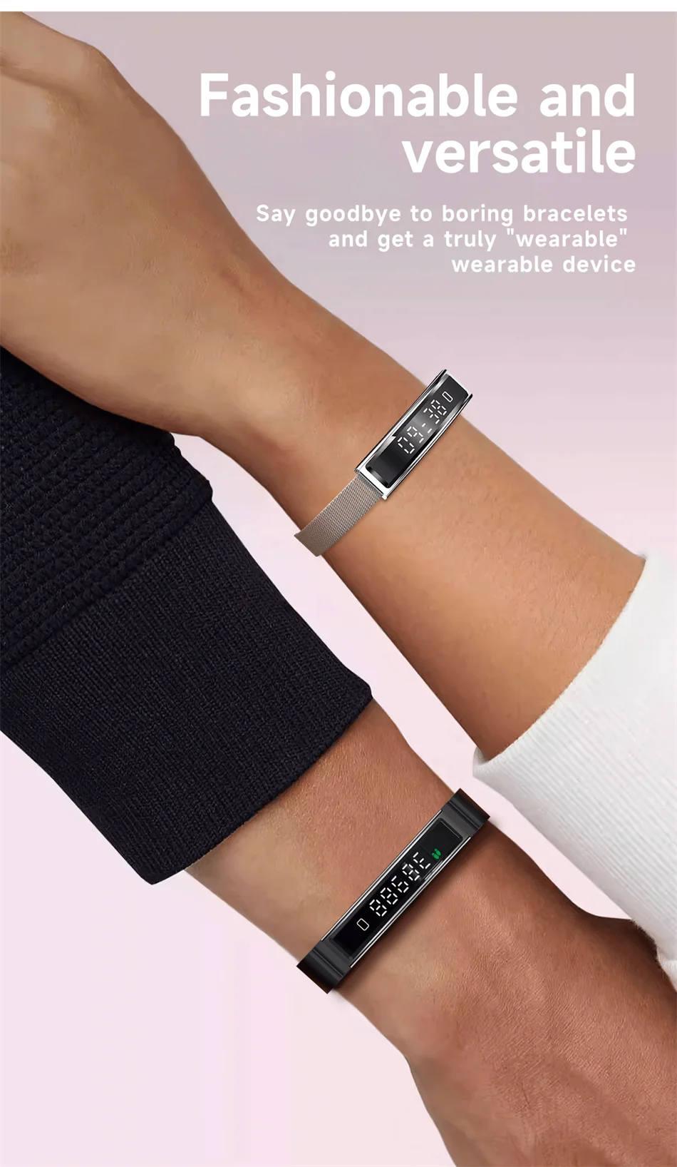 2026 New Fashion Women Smart Bracelet Sport Mode Fitness Tracker Heart Rate Health Monitoring IP68 Waterproof Smart Watch Men