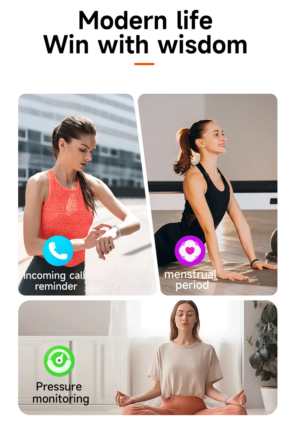 2026 New Fashion Women Smart Bracelet Sport Mode Fitness Tracker Heart Rate Health Monitoring IP68 Waterproof Smart Watch Men