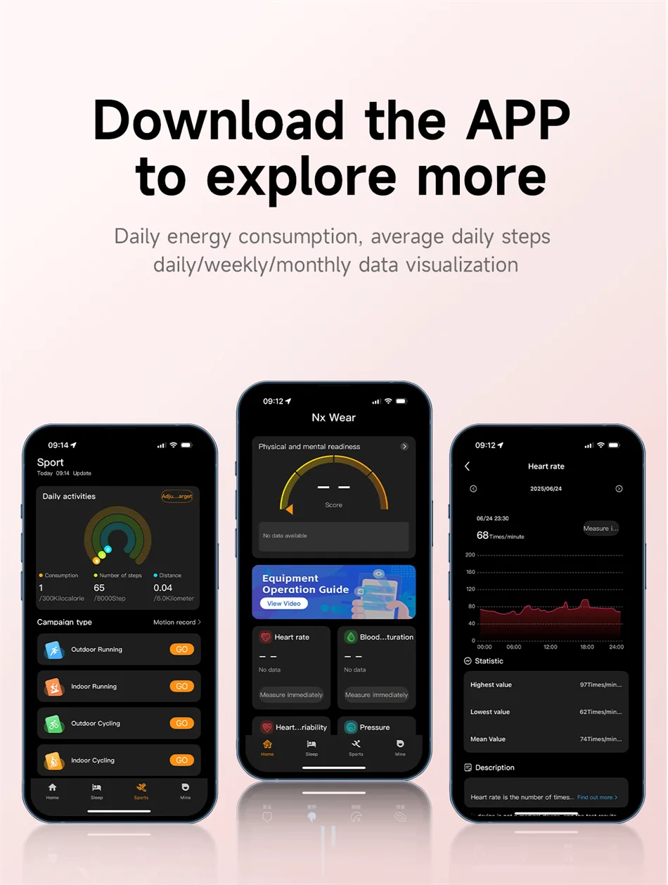 2026 New Fashion Women Smart Bracelet Sport Mode Fitness Tracker Heart Rate Health Monitoring IP68 Waterproof Smart Watch Men