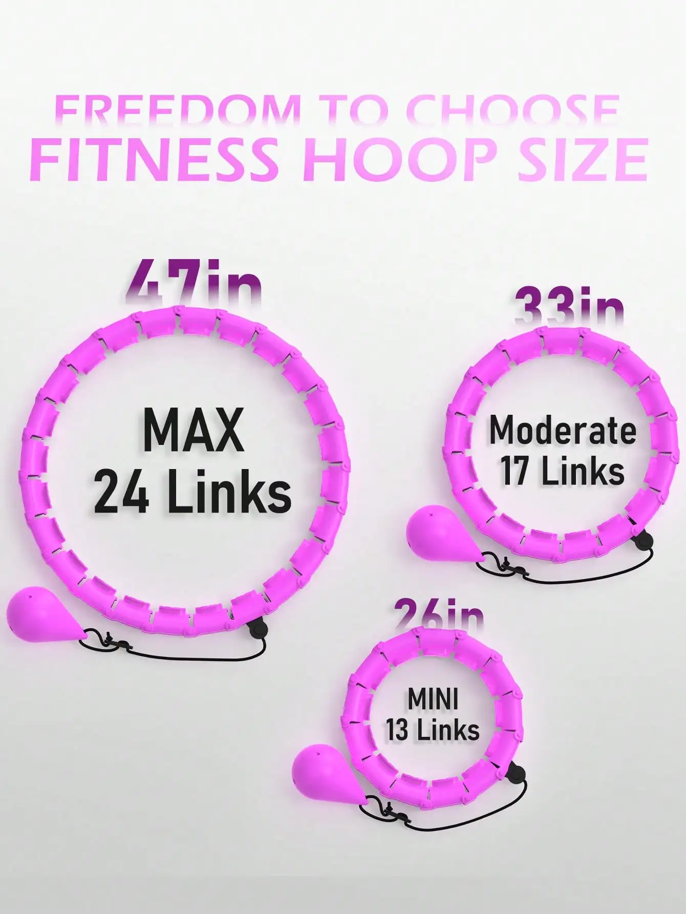 Weighted Circle With 24 Links For Adults Weight Loss, Fitness Hoop Plus Size, For Women Smart Exercise Equipment