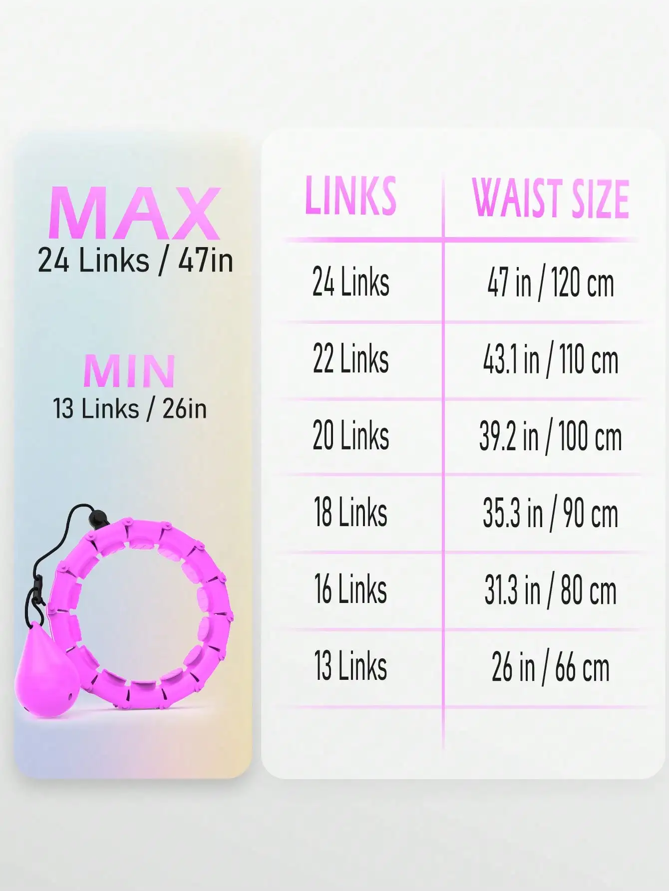 Weighted Circle With 24 Links For Adults Weight Loss, Fitness Hoop Plus Size, For Women Smart Exercise Equipment