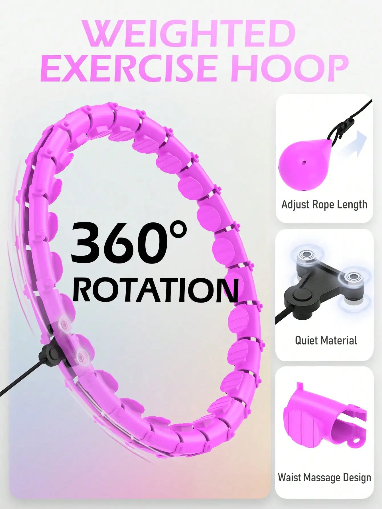 Weighted Circle With 24 Links For Adults Weight Loss, Fitness Hoop Plus Size, For Women Smart Exercise Equipment